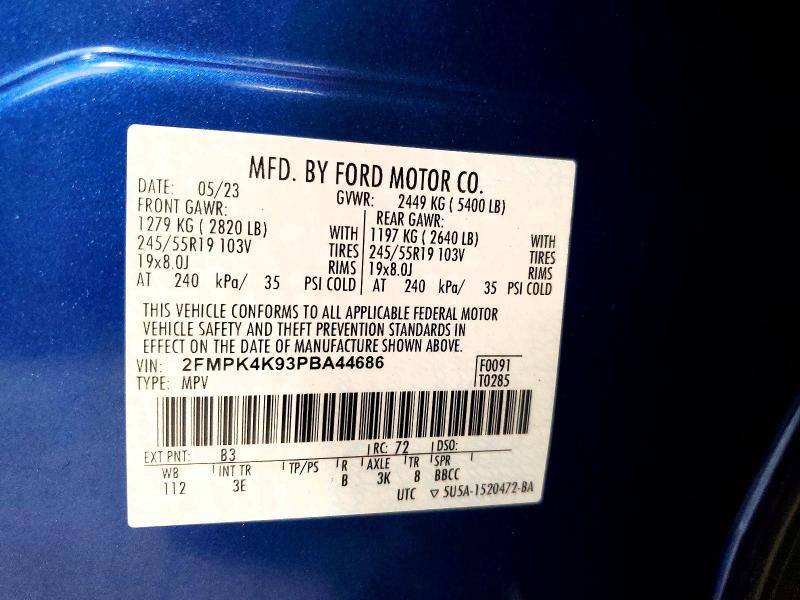 Продаж на аукціоні авто 2023 Ford Edge, vin: 2FMPK4K93PBA44686, номер лоту: 56938546
