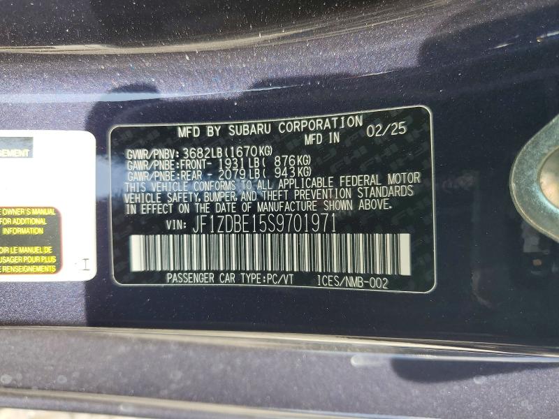 Aukcja sprzedaży 2025 Subaru Brz, vin: JF1ZDBE15S9701971, numer aukcji: 56088566