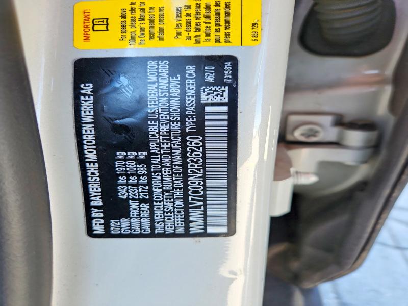 Продажа на аукционе авто 2022 Mini Cooper, vin: WMWLV7C09N2R36260, номер лота: 58692816