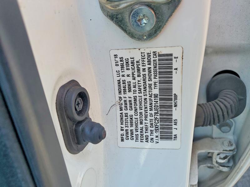 Aukcja sprzedaży 2018 Honda Civic, vin: 19XFC2F78JE014190, numer aukcji: 57347926