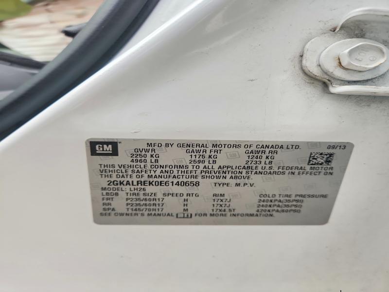 Aukcja sprzedaży 2014 Gmc Terrain, vin: 2GKALREK0E6140658, numer aukcji: 58776186
