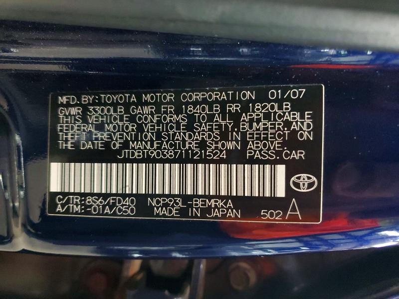Продажа на аукционе авто 2007 Toyota Yaris, vin: JTDBT903871121524, номер лота: 57969976