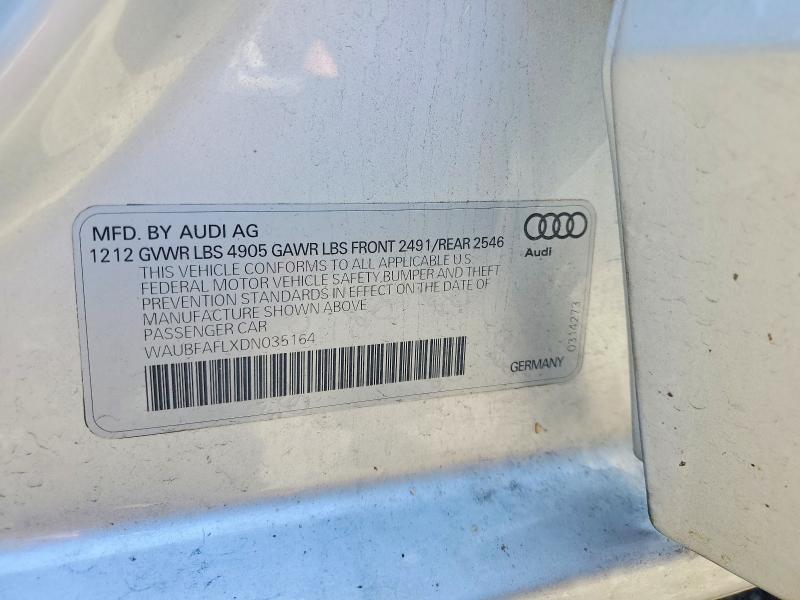 57876106 :رقم المزاد ، WAUBFAFLXDN035164 vin ، 2013 Audi A4 مزاد بيع