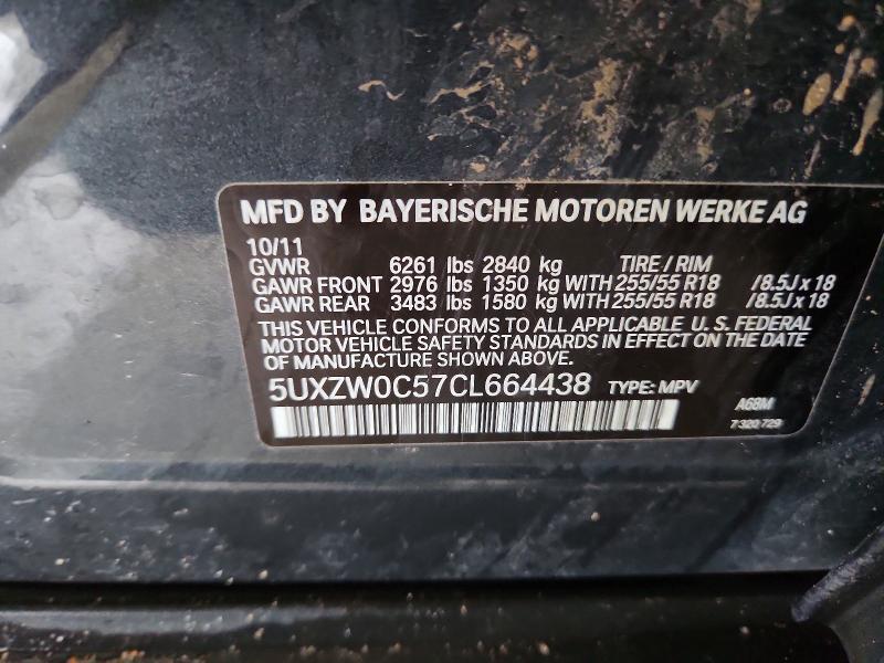 Aukcja sprzedaży 2012 Bmw X5, vin: 5UXZW0C57CL664438, numer aukcji: 55861846