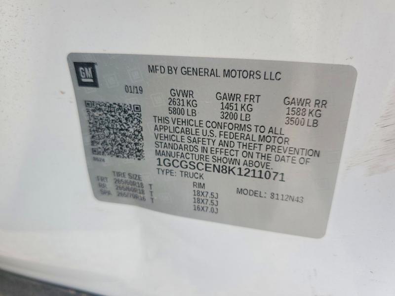 Продаж на аукціоні авто 2019 Chevrolet Colorado, vin: 1GCGSCEN8K1211071, номер лоту: 58848876