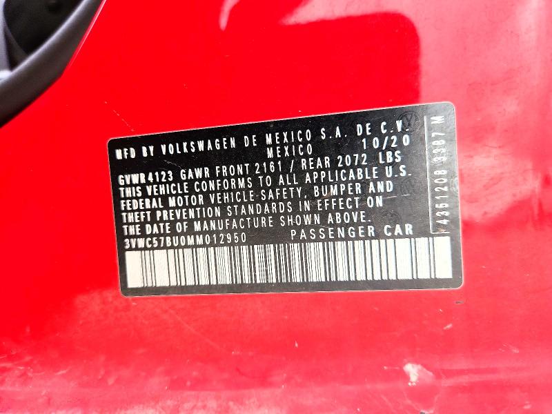 Aukcja sprzedaży 2021 Volkswagen Jetta, vin: 3VWC57BU0MM012950, numer aukcji: 57441386