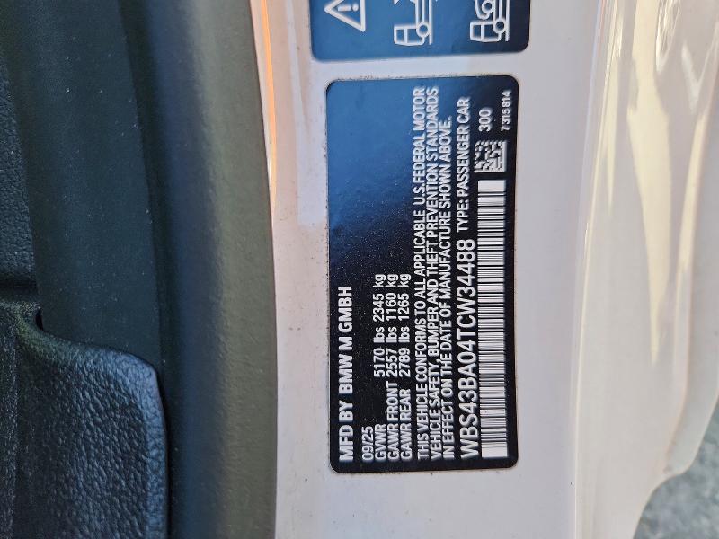 Aukcja sprzedaży 2026 Bmw M4, vin: WBS43BA04TCW34488, numer aukcji: 54508706