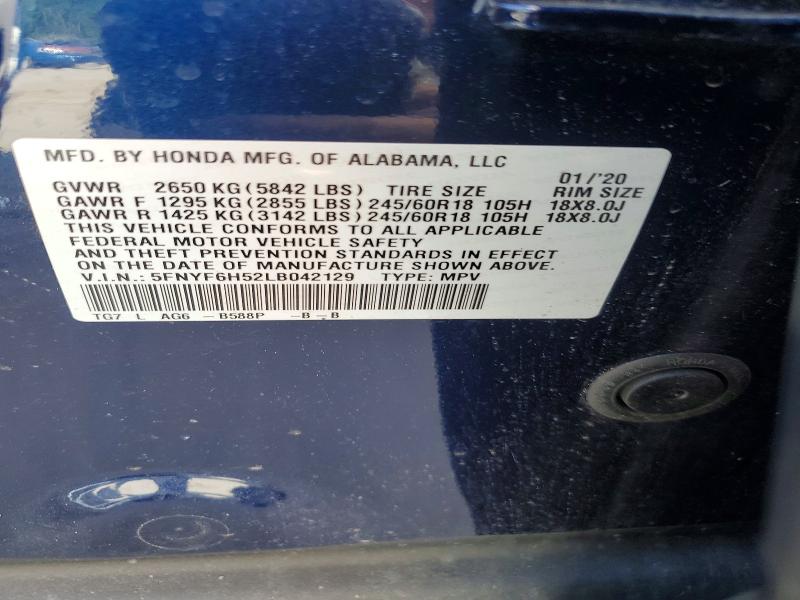Aukcja sprzedaży 2020 Honda Pilot, vin: 5FNYF6H52LB042129, numer aukcji: 54919726
