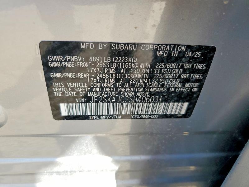 Продажа на аукционе авто 2025 Subaru Forester, vin: JF2SKAJC2SH406031, номер лота: 55833886