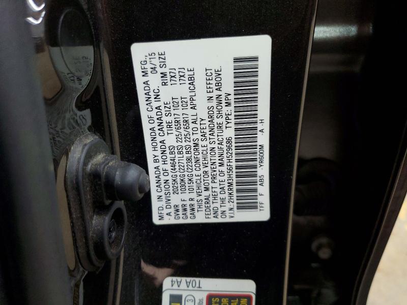 2015 Honda Cr-v მანქანა იყიდება აუქციონზე, vin: 2HKRM3H56FH529686, აუქციონის ნომერი: 56997326