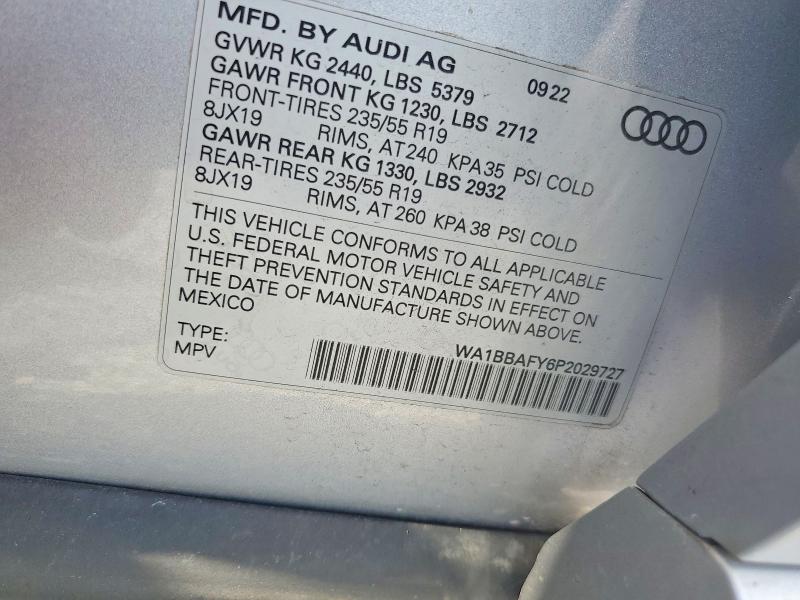 Aukcja sprzedaży 2023 Audi Q5, vin: WA1BBAFY6P2029727, numer aukcji: 59169556