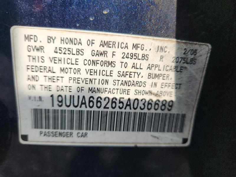 Aukcja sprzedaży 2005 Acura Tl, vin: 19UUA66265A036689, numer aukcji: 58747756