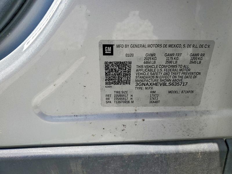 Продажа на аукционе авто 2020 Chevrolet Equinox, vin: 3GNAXHEV8LS635717, номер лота: 55857716