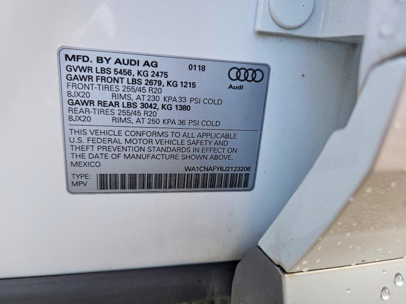 Продажа на аукционе авто 2018 Audi Q5, vin: WA1CNAFY6J2123206, номер лота: 55396596