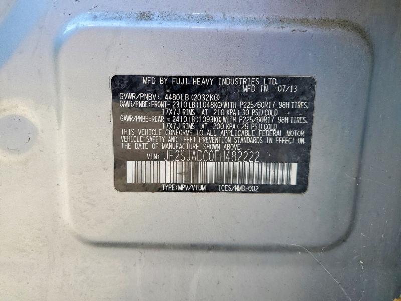 57141566 :رقم المزاد ، JF2SJADC0EH482222 vin ، 2014 Subaru Forester مزاد بيع