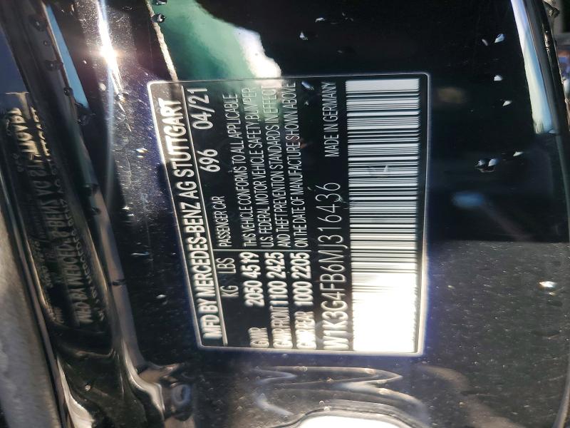 57206156 :رقم المزاد ، W1K3G4FB6MJ316436 vin ، 2021 Mercedes-benz A مزاد بيع