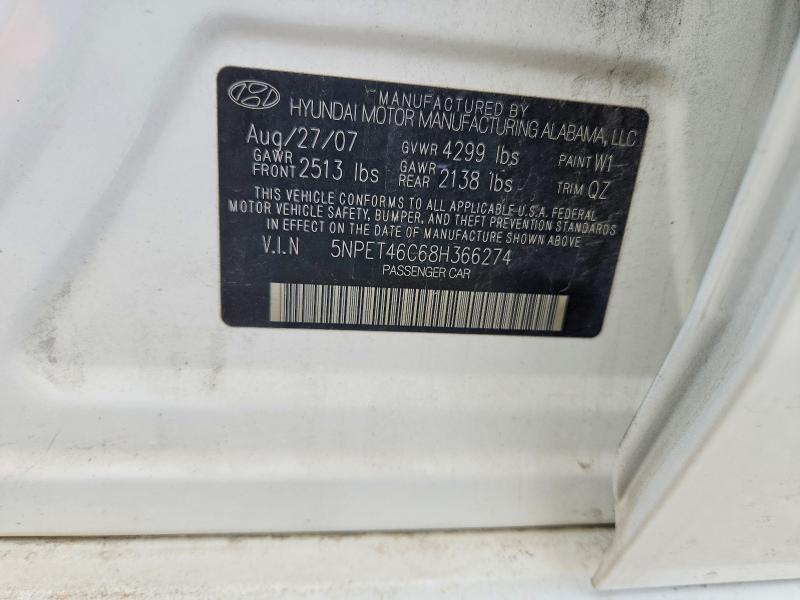 Aukcja sprzedaży 2008 Hyundai Sonata, vin: 5NPET46C68H366274, numer aukcji: 58859596