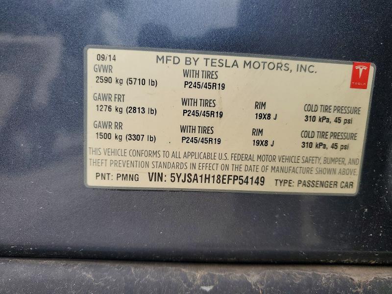 57662866 :رقم المزاد ، 5YJSA1H18EFP54149 vin ، 2014 Tesla Model S مزاد بيع