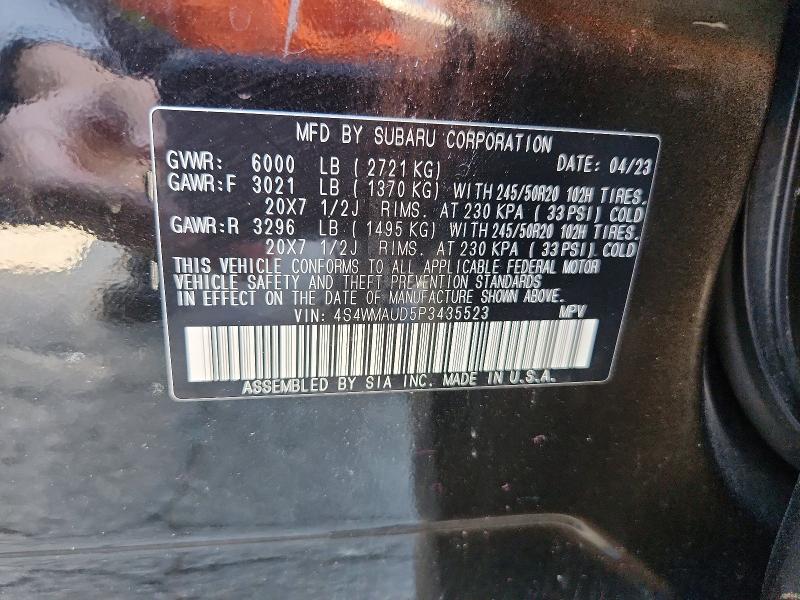 Aukcja sprzedaży 2023 Subaru Ascent, vin: 4S4WMAUD5P3435523, numer aukcji: 57274036