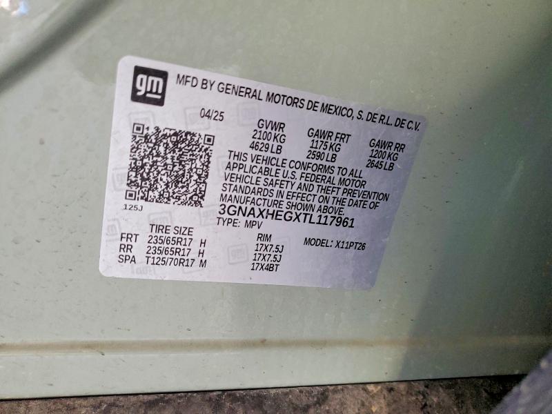 Auction sale of the 2026 Chevrolet Equinox, vin: 3GNAXHEGXTL117961, lot number: 58744846