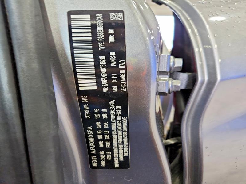 Продажа на аукционе авто 2019 Alfa Romeo Giulia, vin: ZARFANBN4K7616295, номер лота: 57569976