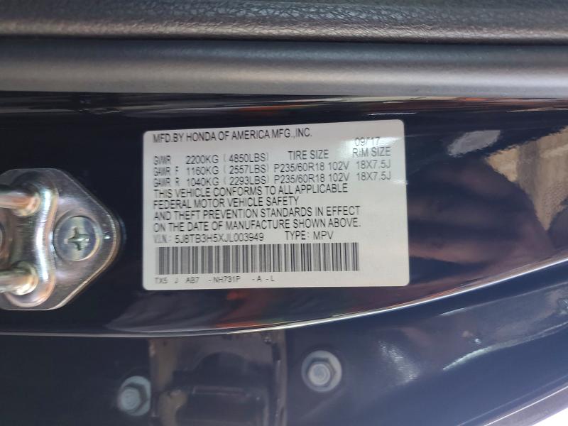 2018 Acura Rdx მანქანა იყიდება აუქციონზე, vin: 5J8TB3H5XJL003949, აუქციონის ნომერი: 57406326