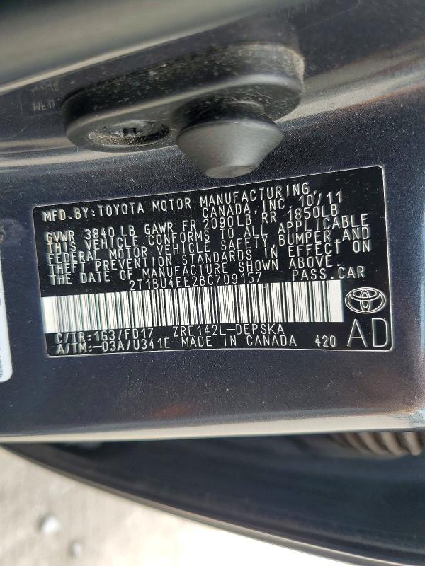 Продажа на аукционе авто 2011 Toyota Corolla, vin: 2T1BU4EE2BC709157, номер лота: 56225896