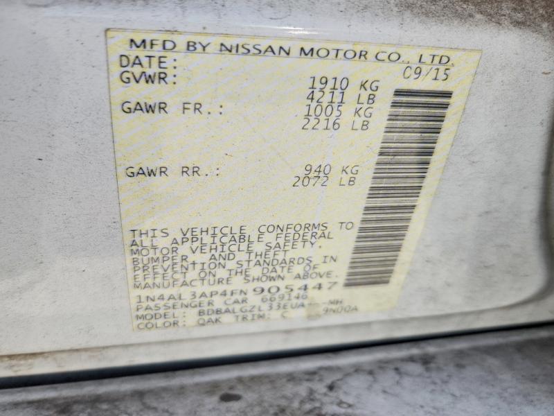 Продажа на аукционе авто 2015 Nissan Altima, vin: 1N4AL3AP4FN905447, номер лота: 77249935