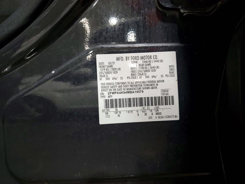 2021 Ford Edge მანქანა იყიდება აუქციონზე, vin: 2FMPK4K94MBA19579, აუქციონის ნომერი: 55547906