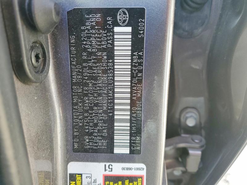 Продажа на аукционе авто 2020 Toyota Camry, vin: 4T1C11AK1LU985384, номер лота: 58331206