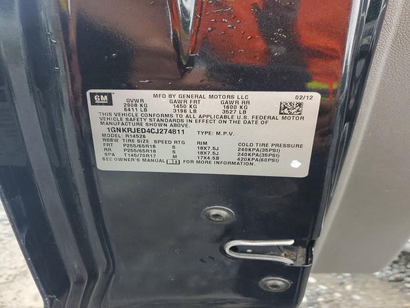 Aukcja sprzedaży 2012 Chevrolet Traverse, vin: 1GNKRJED4CJ274811, numer aukcji: 57609256