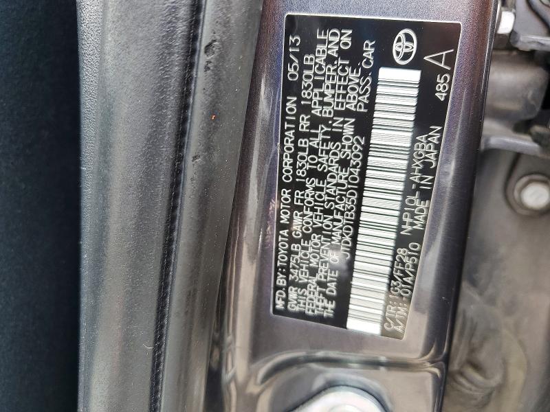 2013 Toyota Prius C მანქანა იყიდება აუქციონზე, vin: JTDKDTB35D1043092, აუქციონის ნომერი: 56408636