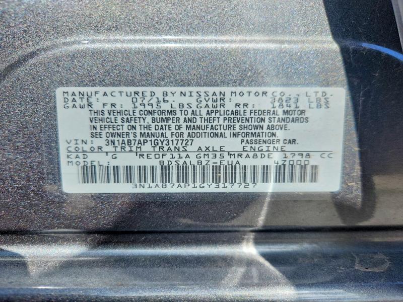 56355586 :رقم المزاد ، 3N1AB7AP1GY317727 vin ، 2016 Nissan Sentra مزاد بيع