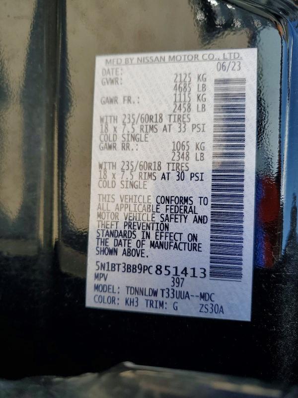 2023 Nissan Rogue მანქანა იყიდება აუქციონზე, vin: 5N1BT3BB9PC851413, აუქციონის ნომერი: 58955786