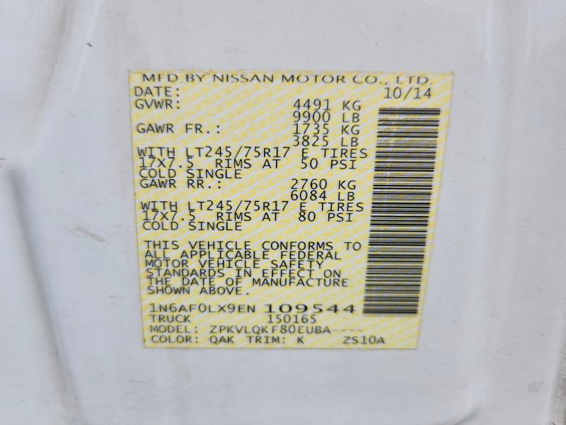 Auction sale of the 2014 Nissan Nv, vin: 1N6AF0LX9EN109544, lot number: 58128396