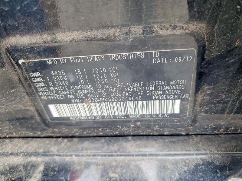 2013 Subaru Legacy მანქანა იყიდება აუქციონზე, vin: 4S3BMBK68D3014646, აუქციონის ნომერი: 55870576