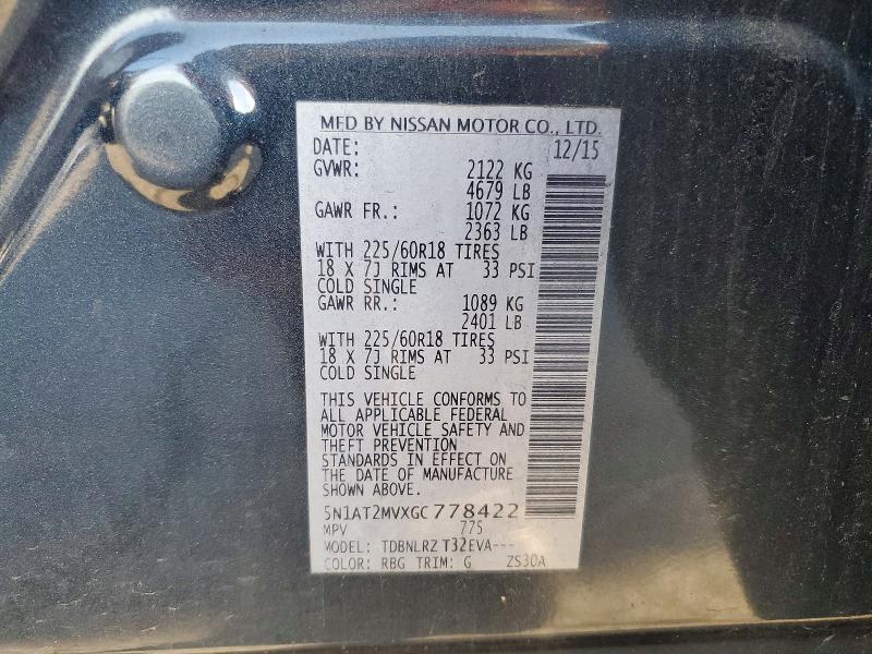 Продаж на аукціоні авто 2016 Nissan Rogue, vin: 5N1AT2MVXGC778422, номер лоту: 58738596
