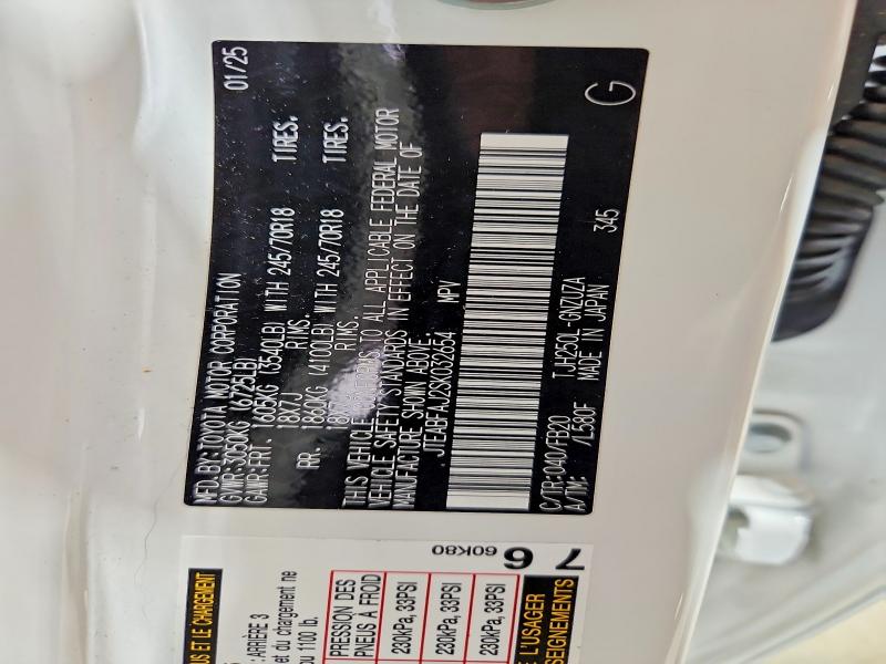 2025 Toyota Land Cruiser მანქანა იყიდება აუქციონზე, vin: JTEABFAJ2SK032654, აუქციონის ნომერი: 58024466