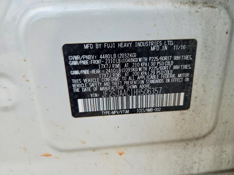 Продаж на аукціоні авто 2017 Subaru Forester, vin: JF2SJAAC1HH506357, номер лоту: 57952986