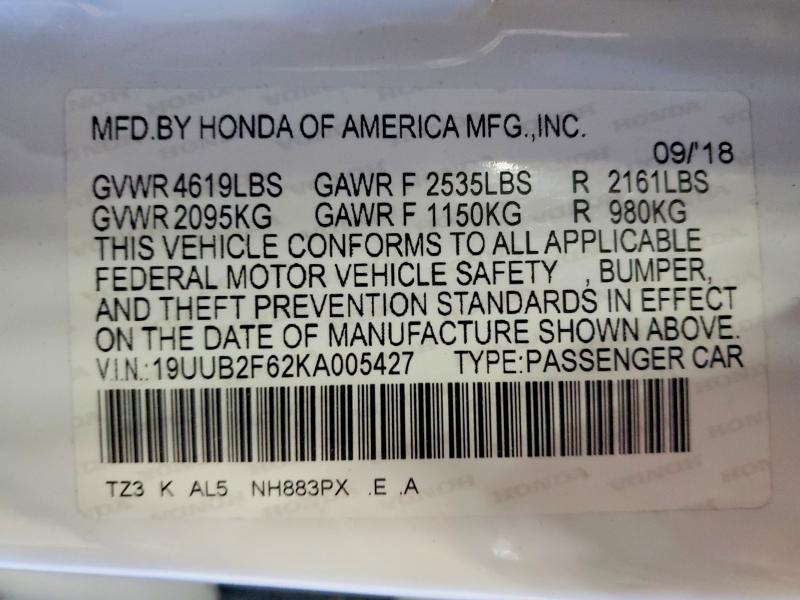 Продаж на аукціоні авто 2019 Acura Tlx, vin: 19UUB2F62KA005427, номер лоту: 55578326