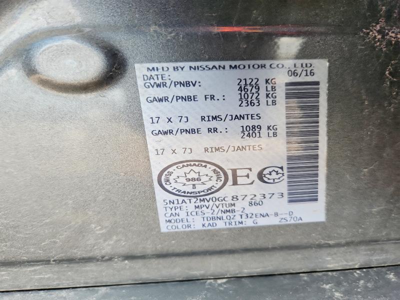Продаж на аукціоні авто 2016 Nissan Rogue, vin: 5N1AT2MV0GC872373, номер лоту: 58452016