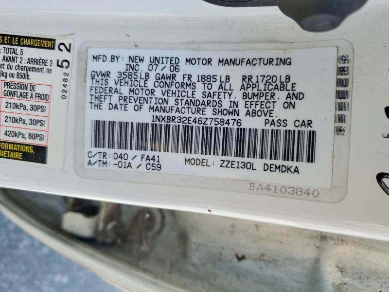 Aukcja sprzedaży 2006 Toyota Corolla, vin: 1NXBR32E46Z758476, numer aukcji: 55933226