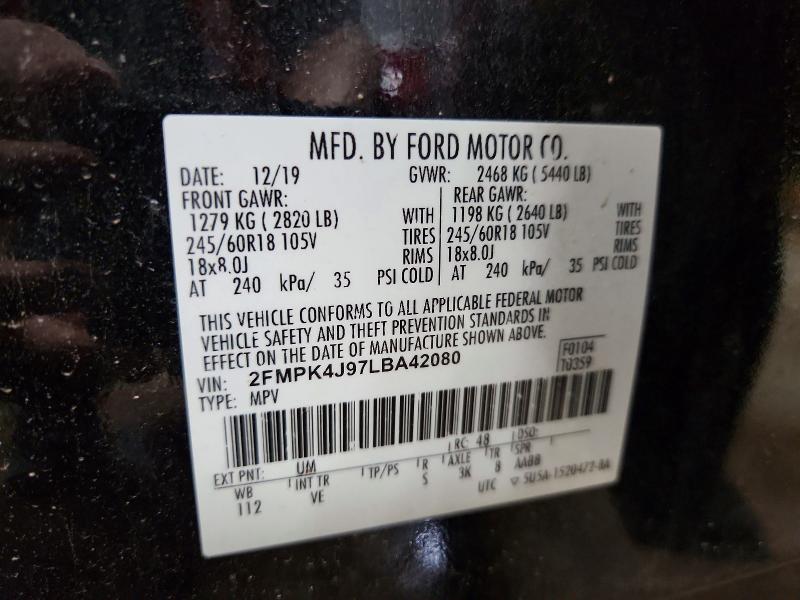 Продаж на аукціоні авто 2020 Ford Edge, vin: 2FMPK4J97LBA42080, номер лоту: 56953746