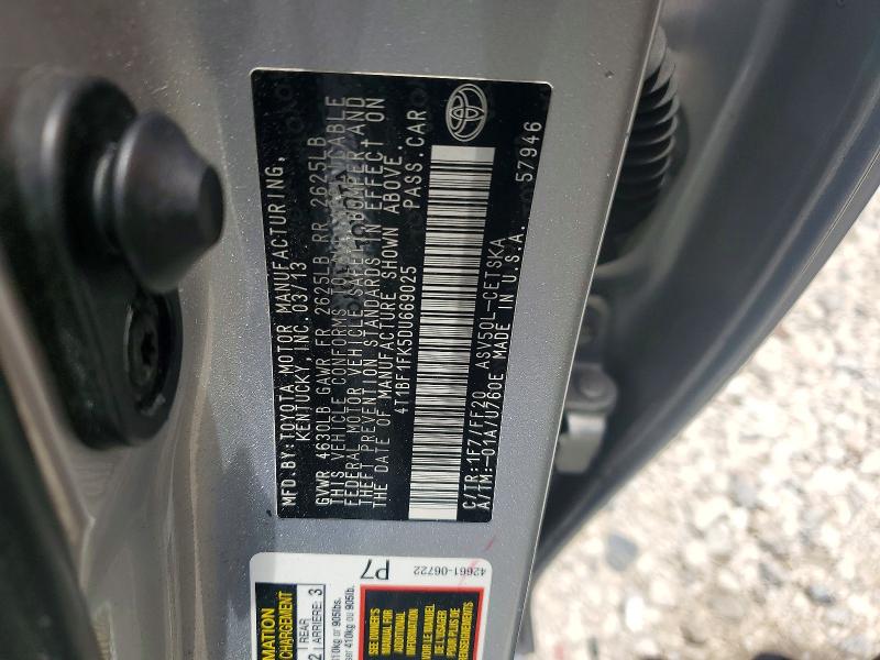 Продаж на аукціоні авто 2013 Toyota Camry, vin: 4T1BF1FK5DU669025, номер лоту: 55927676