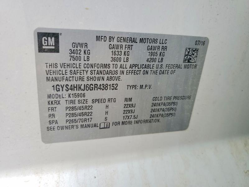 Продажа на аукционе авто 2016 Cadillac Escalade, vin: 1GYS4HKJ6GR438152, номер лота: 55738546