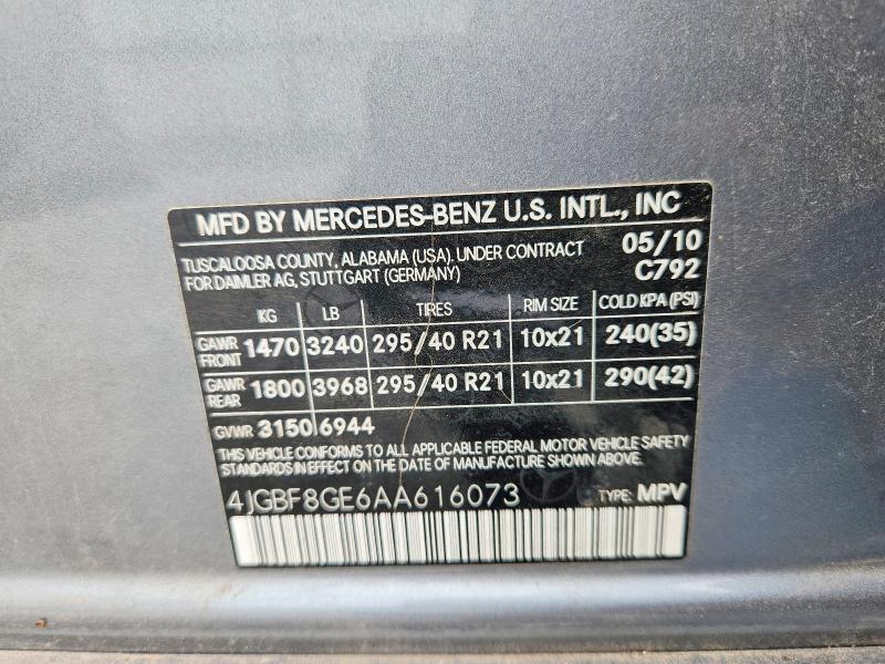2010 Mercedes-benz Gl მანქანა იყიდება აუქციონზე, vin: 4JGBF8GE6AA616073, აუქციონის ნომერი: 57811176