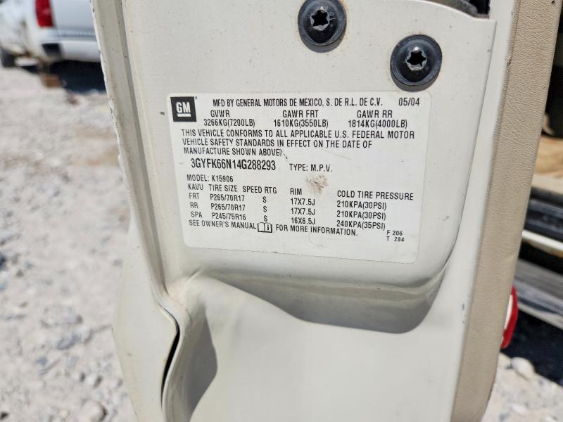 2004 Cadillac Escalade მანქანა იყიდება აუქციონზე, vin: 3GYFK66N14G288293, აუქციონის ნომერი: 58290416