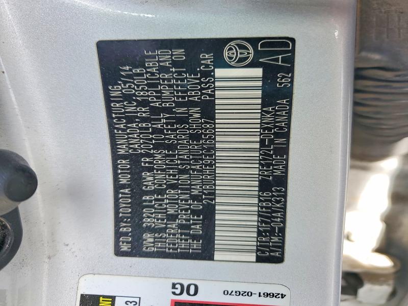 Продаж на аукціоні авто 2014 Toyota Corolla, vin: 2T1BURHE9EC165687, номер лоту: 55359056