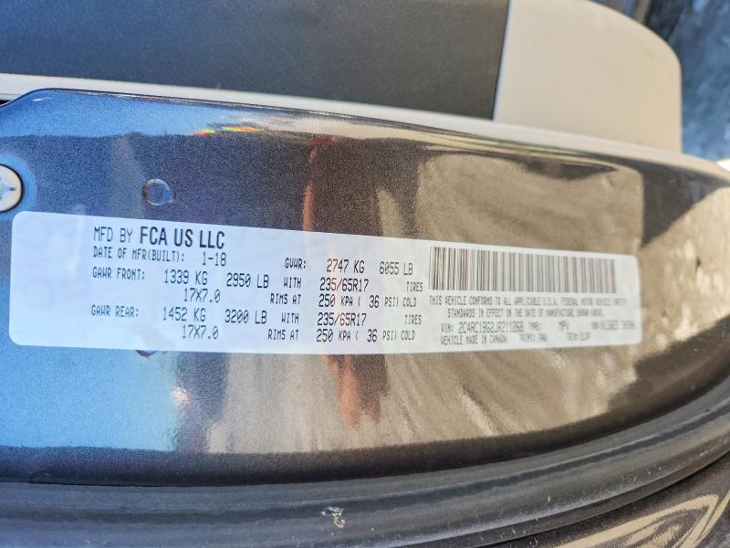 2018 Chrysler Pacifica მანქანა იყიდება აუქციონზე, vin: 2C4RC1BG2JR211268, აუქციონის ნომერი: 57890016