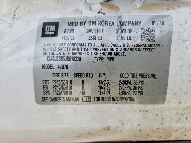56889846 :رقم المزاد ، KL4CJ2SB5JB616328 vin ، 2018 Buick Encore مزاد بيع